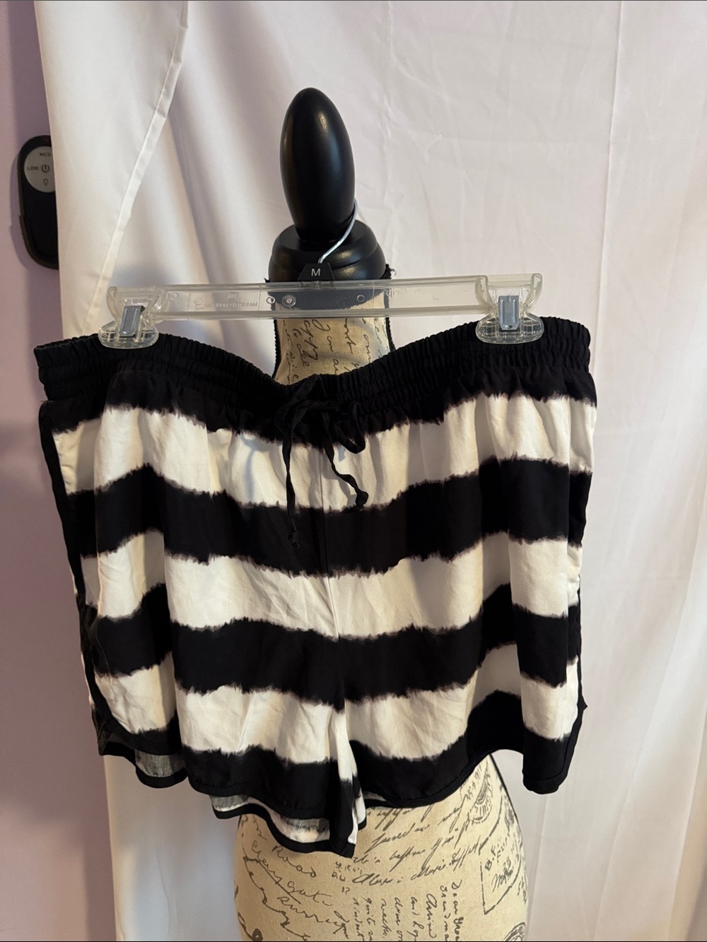 Juicy Couture Black and White Striped tie dye shorts